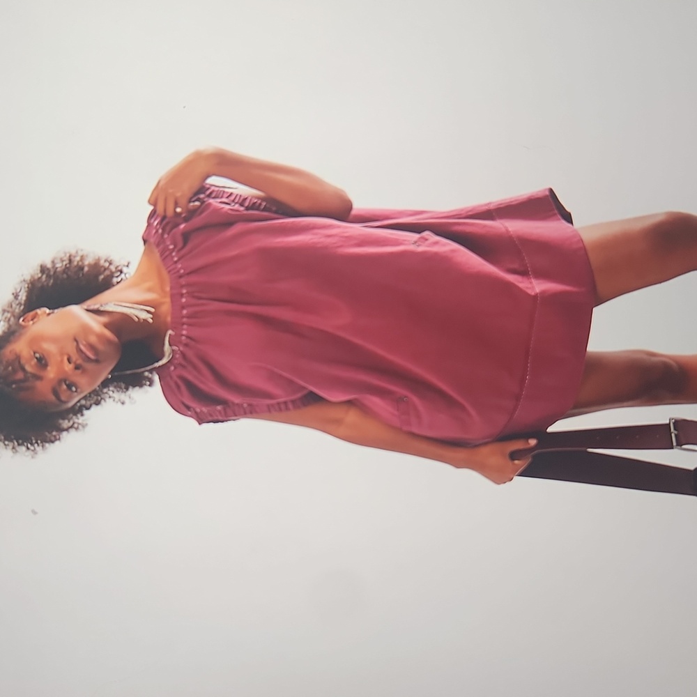 Free People Short Sleeve Mini Dress in Burgundy